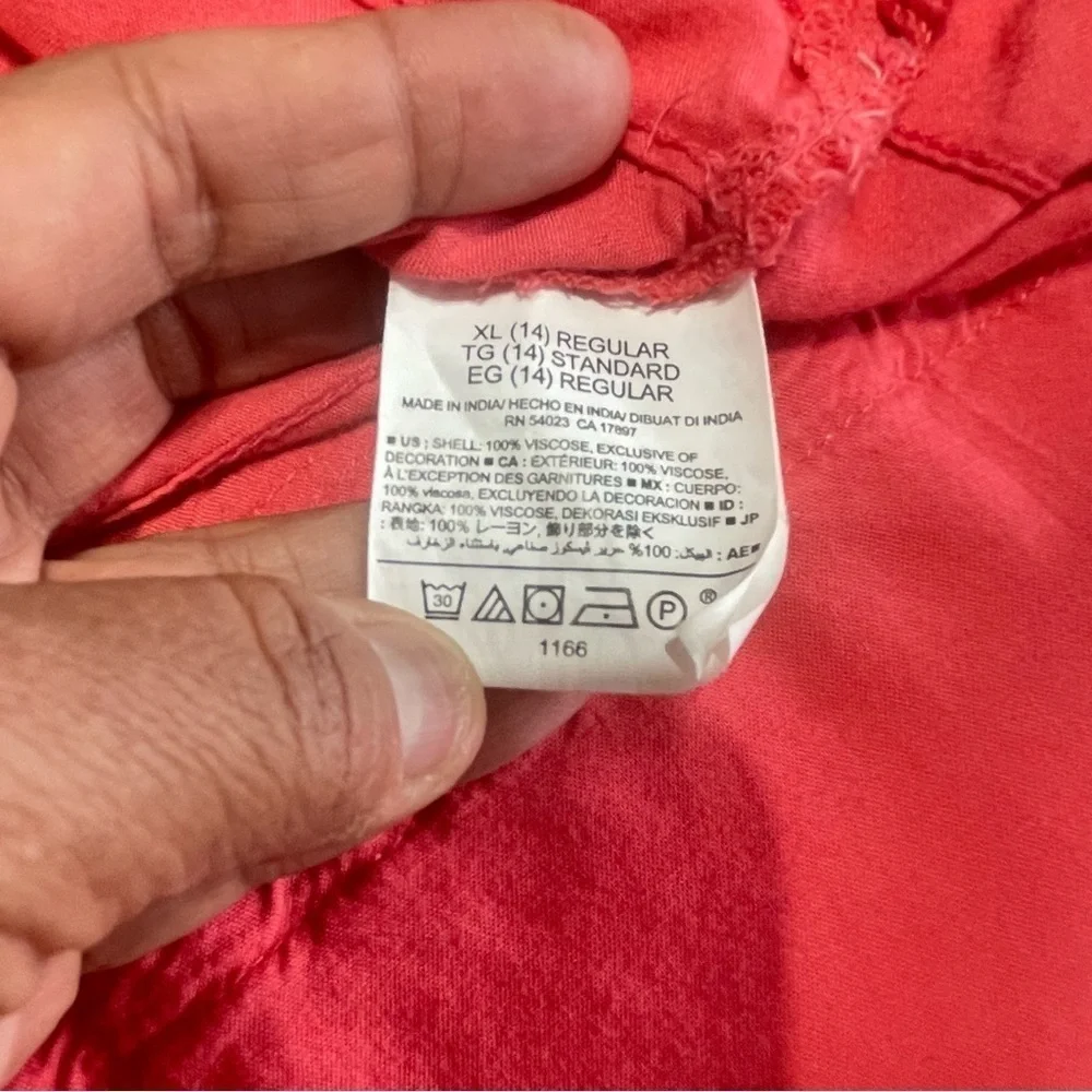 Old Navy Girls Coral Pink Pleated Button Front Dress Size XL 14 Tween